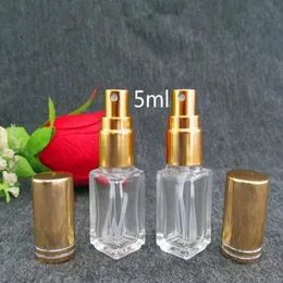 5ml Clear Spray Cosmetic Bottle Custom Gradient Square Glass Parfym Små Spray Bottle Perfume Bottle Fast Shipping