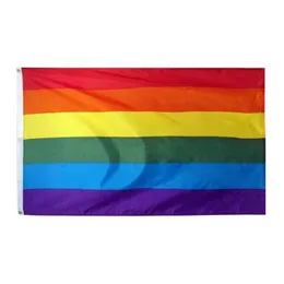 200PCs 90x150cm Event Party Supplies Polyester Gay Pride Rainbow Banner Transgender Lesbisk LGBT Rainbow Flags Party Supplies