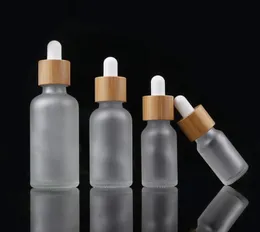 竹キャップの曇りガラスの滴ボトル液体試薬ピペットアロマテラピーエッセンシャルオイル香水瓶