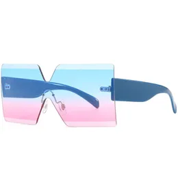 2020 New Special Oversize Design Rimless Woman Sunglasses Novelty Bowtie Style One Piece Big Lens No Frame