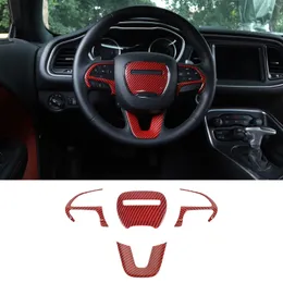 ABS Car Red Carbon Fiber Steering Wheel Cover Tillbehör Trim för Dodge Challenger / Laddare 2015 Up Factory Outlet Car Interior Tillbehör
