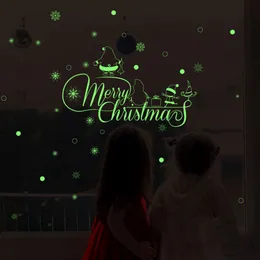 Merry Christmas Glow Snowman Wall Fluorescence Stickers Living Room Luminous Stickers Window Decor For Home Mall DHL Free Shipping