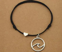20pcs/lot Red Black Cord String Handmade Heart Love Ocean Wave Charm Friendship Bracelets Women Men Jewelry Gifts