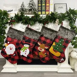 Julstrumpor Plaid Socks Santa Claus Xmas Stocking Presentväska Söt julgran Ornaments Party Juldekorationer RRA3457