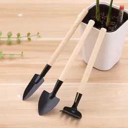 3pcs/set Mini Portable Gardening Tool Wooden Handle Metal Head Shovel Rake Bonsai Tools Flowers Plants SN1822
