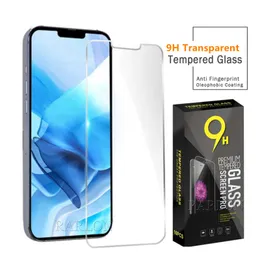 Transparent härdad glasskärmskyddsfilm för iPhone 14 Pro Max 14Pro 13 mini 12 11 XS XR X 8 7 Plus Samsung A21S A03 Core A13 A33 A53 A73 5G A21S F63 S22 S21 Fe