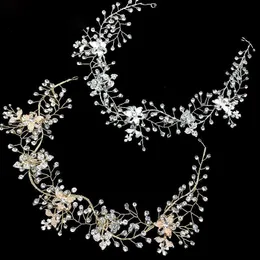 繊細な真珠のラインストーンの花嫁のヘッドバンドの毛深い手作りのブライダル結婚式の髪の部分アクセサリージュエリードロップの出荷