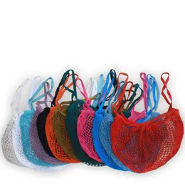 Sacos de compra Bolsas Tote Shopper malha de algodão Net sacolas reutilizáveis ​​Frutas Legumes sacos de armazenamento bolsa dobrável Início do mantimento LSK1007-2