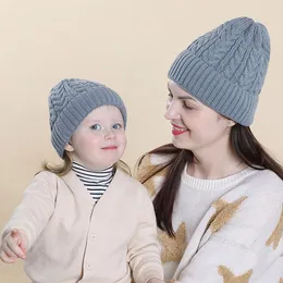 M260 Autumn Winter Baby Mother Hat Kids Knitted Cap Girls Boys Warm Beanies Mon Children Hats 5 Colors