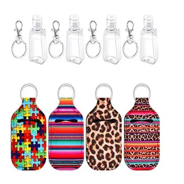 Ny Neopren Keychain 30ml Hand Sanitizer Flaskhållare Väskor Läppstifthållare Parfymbehållare Handtvålflaskhållare Nyckelringstillbehör