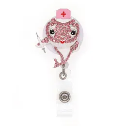 Aangepaste sleutelhangers Strass Medische Verpleegster Arts Badge ID Badge Houder Intrekbare haspel voor Decoration222E
