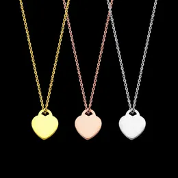 Mode Edelstahl T Brief Pfirsich Herz grün Rose Gold Silber Halskette Außenhandel Damen Liebe Halskette für Frau