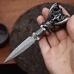 Wysokiej jakości Damaszek Stały Blade Puer Tea Nóż VG10 Damascus Blade 6061-T6 Uchwyt Prosty nóż z pochłanianiem