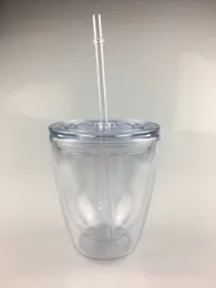 12oz脂肪プラスチックタンブラー二重壁クリアプラスチックタンブラープラスチックカップかわいい水のボトル送料無料C01