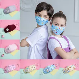 Barn ansikte masker med andningsskydd PM2.5 Dammtäta tecknade tryckta masker Tvättbara återanvändbara Student Bomull Anti-Damm Masker