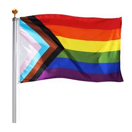 Progress Pride Flag 3x5ft 90x150cm 100D Polyester Digital Printing Good Quality Team Sports National Fast Free Shipping