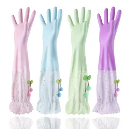 Latex Kitchen Chores Clean Gloves Long Sleeve Waterproof Rubber Dishwashing Gloves Durable Household Laundry Wash Dishes Clean Gloves