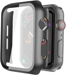 Hard PC Case Slim Harted Glass Screen Ochraniacz Ogólna osłona ochronna dla Apple Watch Series 6 SE 5 4 3 2 1 38mm 42mm 40 mm 44mm