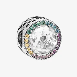 輝くクリアチャームカラフルな石のバングルチェーンブレスレットアクセサリーPandora 925 Sterling Silver Beads Charms