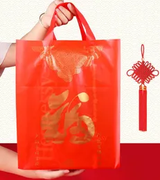 Red plastic bag with handle Wedding Party Favor Paper Gift Bags Chinese wind Pouch Supplies High Quality wholesale price