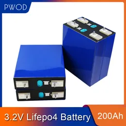 PWOD 4PCS New 3.2V 200Ah Lifepo4 Battery Rechargeable Lithium Solar 12V cells For Pack EV Marine RV boat Golf EU US TAX FREE