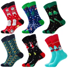 Julstrumpor Män Kvinnor Höst Vinter Keep Warm Strumpor Mid-Calf Sock Tecknad Santa Snowman Tryckta Bomull Blandar Strumpor