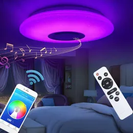 60W RGB recessed installation circular starlight music LED ceiling light, with bluetooth speaker, dimmable color-changing lamp