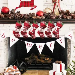 Decorações de Natal do floco de neve da árvore de Natal veados padrão de malha de Natal meias doces meias sacos de presente decoração de interiores meias T500102