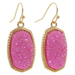 Resin Druzy Drusy Earrings Charms Designer Oval Hexagon Fashion Dangle teardrop Earring for Women