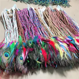 30PCs Bohemian Style Peacock Feather Headband Ladies Fashion Hippie Etnisk stil Huvudbonad Hårtillbehör