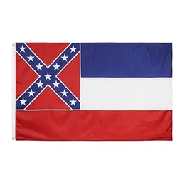 Mississippi State Flag 3x5ft 90x150 CM 100D Poliester Druk Digital Dobrej Jakości Zespół Sportowy National Szybka Darmowa Wysyłka