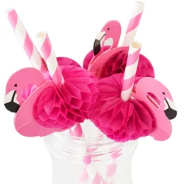 50 pçs/set canudos de papel flamingo portátil descartável palha pipeta rosa palha barra beber ferramentas festa aniversário casamento decoração bh2114 cy