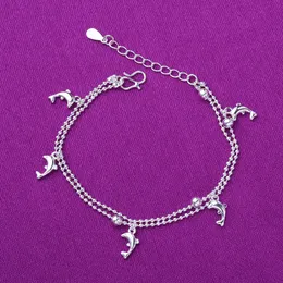 Korean style fashion women's double-layer dolphin bracelet anklet silver jewelry