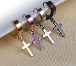 4 Colors Allergy Free Cross Ear Clasp Fashionable Titanium Punk Ear Studs Stainless Steel Earrings Wholesale Free Ship