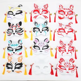 Japanese Fox Masks Hand-painted Style PVC Fox Cat Mask Cosplay Masquerade Festival Ball Kabuki Kitsune Cosplay Costume JK2009XB