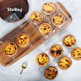 StoBag 50pcs Egg Tart Puff Transparent Plastic Packaging Box Disposable Packaging Blister Box Birthday Party Wedding Supplies