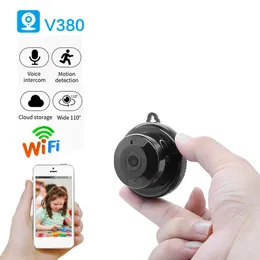 V380 Mini Wifi Camera 1080P Sicurezza domestica Wireless Piccola CCTV Visione notturna a infrarossi Rilevazione del movimento Slot per scheda SD Audio V380 APP Cam