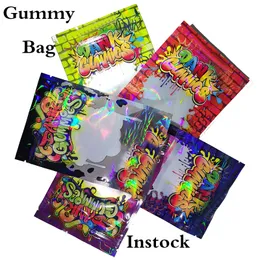 Gummy Bags Bag Dank Alimento Embalagem Mylar Saco Comestível Doces Saco De Embalagem Saco Cheiro Improvável Stand up Pounch Reusável Zip-Lock OEM Logotipo Embalagem Sacos