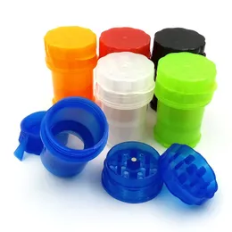 60mm 3 Parts Plastic Grinder Secure twist lock system Herb Grinders Water Tight Air Tight Med Container tobacco grinder Smoking Accessories