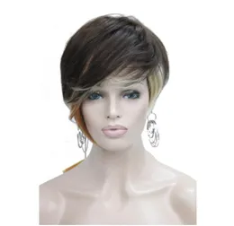 StrongBeauty Women's Wigs Asymmetric Inclined Bangs Short Straight Bob Natural Synthetic Full Wig