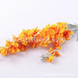 10 Pcs New autumn Color 2 Fork Flocking Delphinium Grass, Fake flower Wall Wedding Flower Arrangement Home Silk Flower Hyacinth