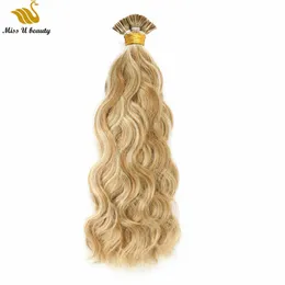 Natural Wave I tip Extension per capelli Cheratina italiana Prebonded HumanHair 0,5 g/0,8 g/1 g per ciocca 100 g per confezione 12-26 pollici