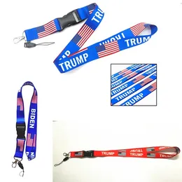 Donald TRUMP Biden U.S.A Removable Flag of the United States Key Chains Badge Pendant Party Gift moble phone lanyard Key Ring