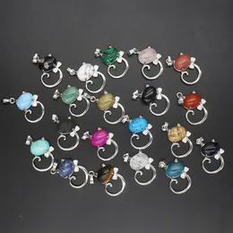 12PCS Natural Stone Cute Sweet Cat Pendant Necklace Chakra Cure Quartz Crystal Hello Cats Jewelry Birthday Gifts for Her/Mum/Wife/Bestfriend