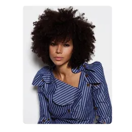 Hot Style Kobiety Indian Włosy Krótki Bob Kinky Curly Black Wig African American Simulation Human Hair Afro Short Curly Wig