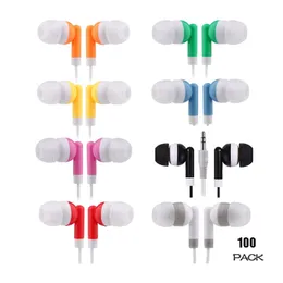 Bulk Earbuds 100 Pack 3.5mm Jack usa e getta Auricolari all'ingrosso Cuffie Auricolari per bambini, confezionati singolarmente, perfetti per studenti, scuole