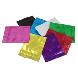 Färgglada Mylar Folie Zipper Förpackning Väskor Tear Notch Aluminium Folie Självtätning Zip Food Snacks Storage Pouches Värmeförsegling Provväskor