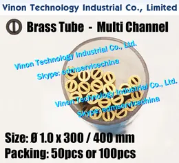 1.0x400mm 황동 튜브 멀티 채널 (50pcs 또는 100pcs), 황동 EDM 튜빙 Dia. 1.0mm 길이 400mm, 황동 전극 튜브 멀티 홈 드릴링