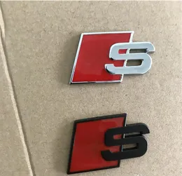 Metallo S Logo Sline Distintivo dell'emblema Adesivo per auto Rosso Nero Anteriore Porta posteriore del bagagliaio Lato adatto per Audi Quattro VW TT SQ5 S6 S7 A4 Accessori