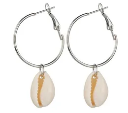 Kolczyki w Shell dla Kobiet Złoto Srebrny Kolor Metal Shell Cowrie Oświadczenie Kolczyki 2020 Summer Beach Jewelry Shell Kolczyki GB848